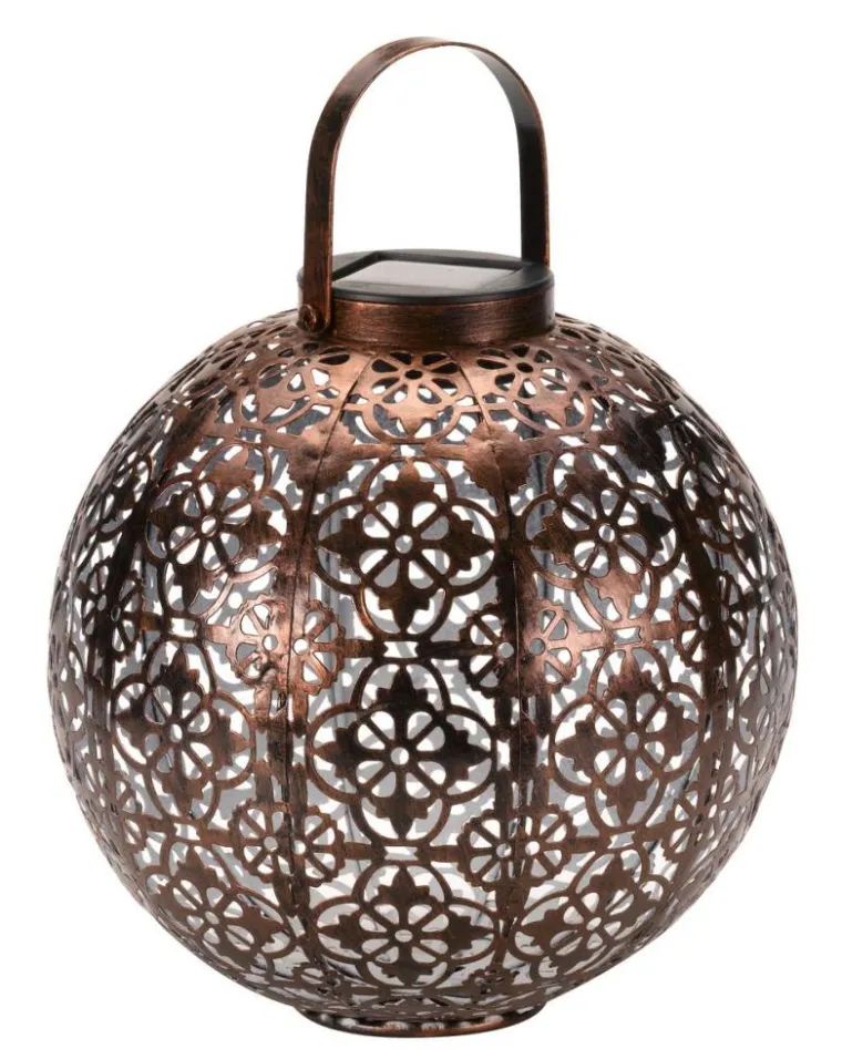 Discount SMART GARDEN Lanterne Damasquette coloris vert effet blanc froid en métal Smartgarden - 18 x 18 x 18 cm