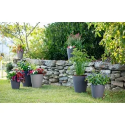 Clearance POETIC Le pot citoyen botanic® coloris gris anthracite format 7 L - Ø 23,7 x H 25,8 cm