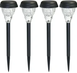 WATT&HOME Lot de 4 balises extérieures Skool coloris noir en métal et verre Watt & Home - 40 cm