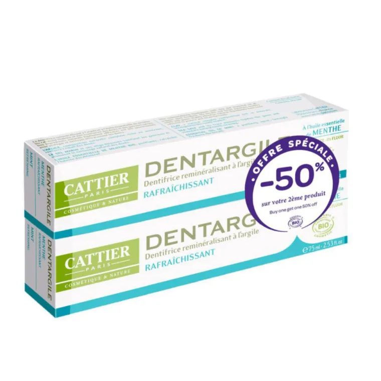Clearance CATTIER Lot de 2 dentifrices Dentargile Menthe