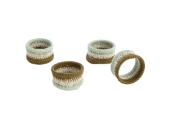 Outlet Lot de 4 ronds de serviettes coloris multicolore en osier - 5 x 5 x 3 cm