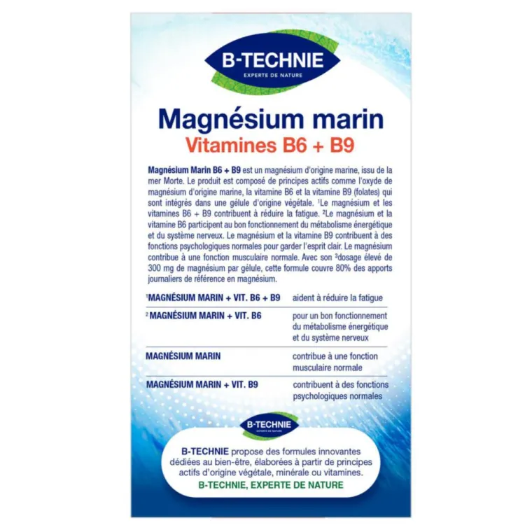 Best BIOTECHNIE Magnésium marin vitamines B6 et B9 B-Technie - les 40 gélules végétales
