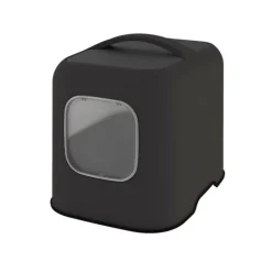 ROTHO Maison de toilette pour chat coloris noir en plastique recyclé Biala - 44,3 x 39,5 x 52 cm