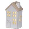 New KAEMINGK Maison en porcelaine blanche avec LED fixe blanc chaud pour intérieur - 6,2 x 7,4 x 12,7 cm