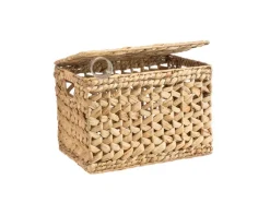 Sale Malle de rangement coloris beige en jacinthe d'eau - 36 x 26 x 26 cm