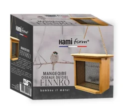 Best HAMIFORM Mangeoire pour oiseaux du ciel en bambou et métal coloris marron Finnko - 15,6 x 8,7 x 14,3 cm