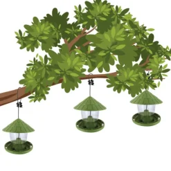 NATURE'S MARKET Mangeoire pour oiseaux en plastique 100 % recyclé coloris vert Natures Market Émilie - 21,7 x 20 cm