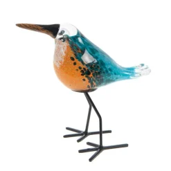Clearance CADES DESIGN Martin-pêcheur en verre sur pied - 9 x 14,5 x 14,5 cm