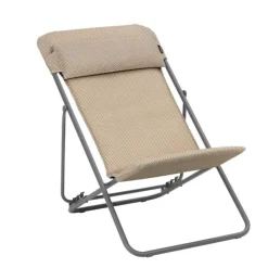 LAFUMA MOBILIER Maxi transat en tube titane et toile moka Lafuma BeComfort - 62 x 83 x 94 cm