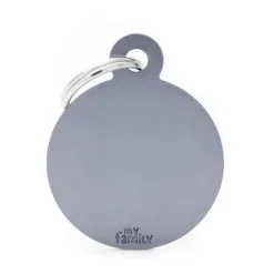 Clearance MYFAMILY Médaille basic grand cercle pour chien en aluminium gris