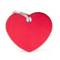 Hot MYFAMILY Médaille basic grand cœur pour chien en aluminium rouge