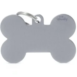 New MYFAMILY Médaille basic os XL pour chien en aluminium gris