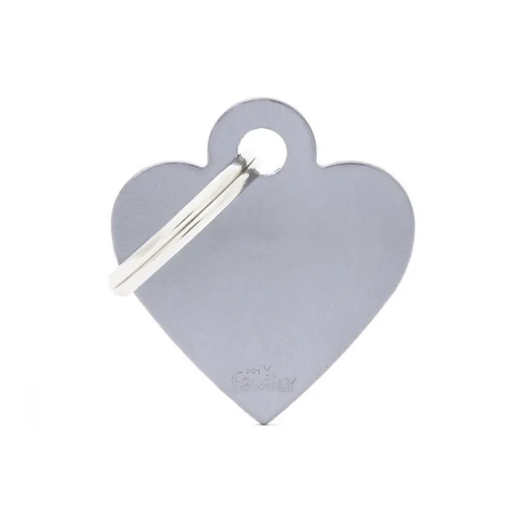 Online MYFAMILY Médaille basic petit cœur pour chien en aluminium gris