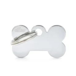 Discount MYFAMILY Médaille basic petit os pour chien en laiton argenté