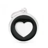 New MYFAMILY Médaille classic grand cercle cœur noir pour chien en acier