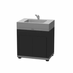 Discount LE MARQUIER Meuble avec évier intégré coloris gris en acier électrozingué - 80 x 55 x 92 cm