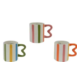 Online KAEMINGK Mug avec rayures multicolores Dolomite - 12,5 x 5,8 x H 9,8 cm