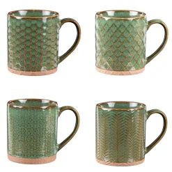 Outlet BASTIDE Mugs en grès vert Ø 8 cm Coffret Jaspe x 4 - 35 cl