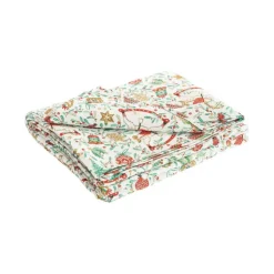 Best SAFECO Nappe blanche en PE/coton motifs rouges et verts Guirlande - 150 x 300 cm