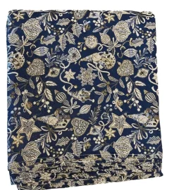 Discount SAFECO Nappe carrée bleu Paon à motifs blancs en PE/coton Boréal - 150 x 150 cm