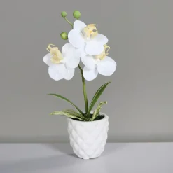 Hot ARTF Orchidée artificielle blanche avec pot en céramique crème – 25 cm