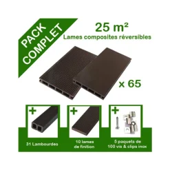 Sale GREEN OUTSIDE Pack complet terrasse composite chocolat 25 m2