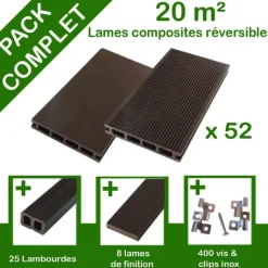 Clearance GREEN OUTSIDE Pack complet terrasse composite chocolat 20 m2