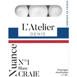 L'ATELIER DENIS Pack de bougies chauffe plats blanc craie L’Atelier de Denis - 24 pièces