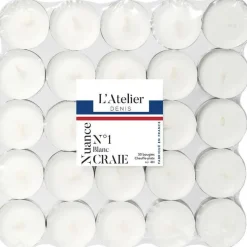 New L'ATELIER DENIS Pack de bougies chauffe plats blanc craie L’Atelier de Denis - 50 pièces