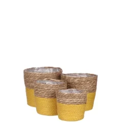 Hot EDELMAN Panier en zostère jaune Rachel - Ø 16 x H 16 cm