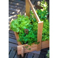 Outlet BOTANIC® Panier potager 4 cases avec anse et feutre géotextile - 52 x 52 x 16 cm