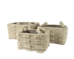 Outlet KAEMINGK Panier rectangulaire en polyester brun clair avec poignées - 40 x 30 x 22 cm