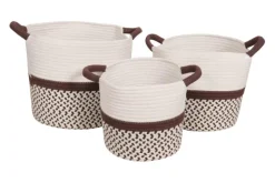 Sale Panière avec poignée base zig zag coloris multicolore en polyester - Ø 25 cm