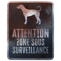 Discount D&D HOME Panneau d'avertissement dobermann coloris noir en métal galvanisé - 25 x 20 x 0,3 m