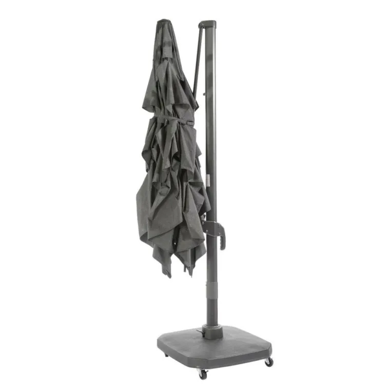 Outlet Parasol déporté Airvent coloris gris en aluminium et polyester - 300 x 300 cm