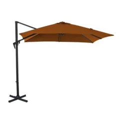 Hot PROLOISIRS Parasol déporté gris en aluminium inclinable et rotatif   Roma - 2,5 x 2,5 m