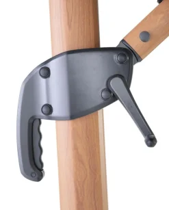 Clearance Parasol déporté Heat transfert effet teck en aluminium et polyester coloris anthracite chiné - 3 x 3 m