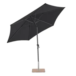 Sale Parasol rond à manivelle coloris bleu en aluminium et polyester - Ø 270 cm
