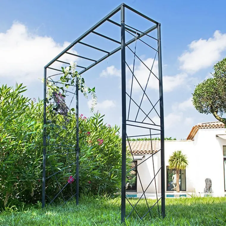 LOUIS MOULIN Pergola Mandala tube Grand modèle Métal Gris 165x50x198 cm