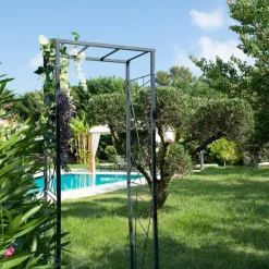 New LOUIS MOULIN Pergola Mandala tube Petit modèle Métal Gris 74x50x198 cm