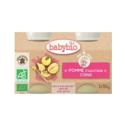 BABYBIO Petits pots pomme et coing 2 x 130 g
