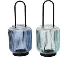 Hot KAEMINGK Photophore en verre bleu - Ø 12 x H 26,5 cm