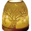 Best Photophore mini igloo en céramique blanche et socle bois motif cerf - Ø 9 x H 11 cm