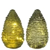 New EDELMAN Photophore vert forme pomme de pin en verre avec 15 LED et minuteur - Ø 15 x H 25 cm