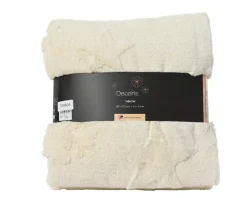 Sale KAEMINGK Plaid blanc cassé en polyester imitation fourrure à motifs étoiles - 170 x 130 cm