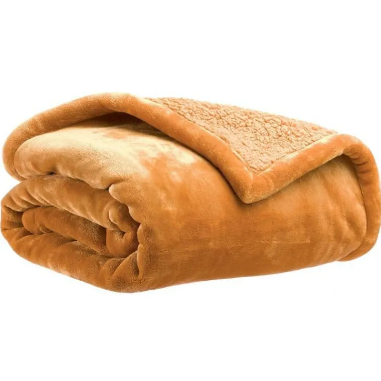 New Plaid coloris or foncé en polyester Michka - 130 x 160 cm