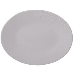 Discount Plat de forme ovale Bohem coloris blanc en grès - 41,5 x 32 cm