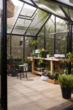 ELHO Plateau de culture en plastique recyclé coloris living noir avec couvercle serre Green Basics Allin1 taille M - 18 x 32 x 13,2 cm