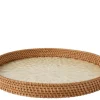 Discount KAEMINGK Plateau en rotin naturel et capiz blanc - Ø 38 x H 4 cm