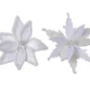 KAEMINGK Poinsettia blanc sur clip en polyester et fausse fourrure - Ø 30 x H 4 cm